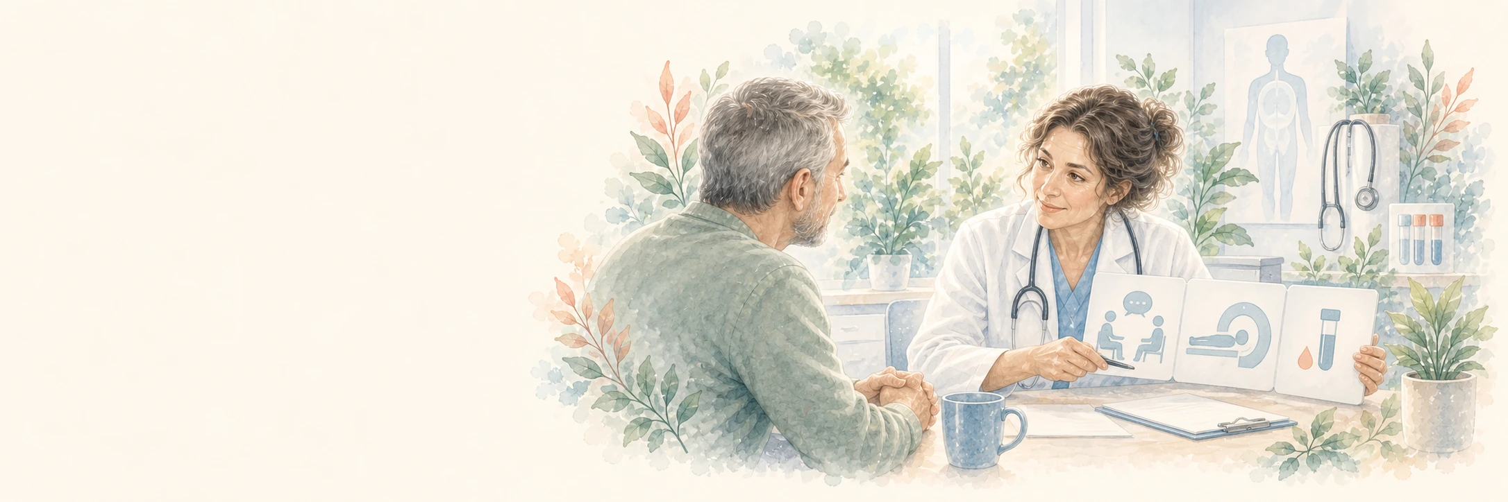 Patient und Ärztin besprechen verständlich den Zweck einer diagnostischen Untersuchung.